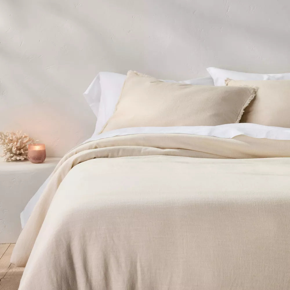 Heavyweight Linen Blend Comforter & Sham Set - Full/Queen 3-Piece