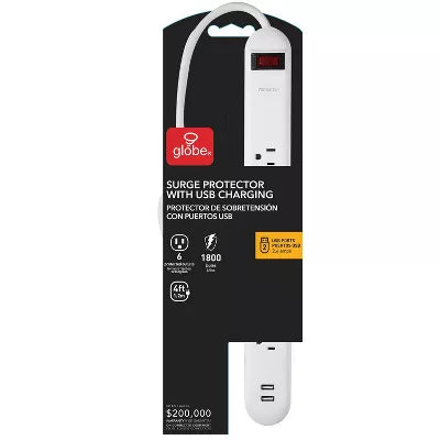 6 Outlet Extension Cord White