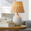 Ceramic Table Lamp with Rattan Shade White