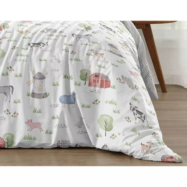 3pc On the Farm Animals Full/Queen Kids' Comforter Bedding Set