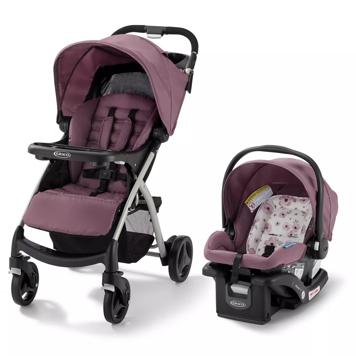 Verb Click Connect Travel System with SnugRide Infant Car Seat - Pink/Black