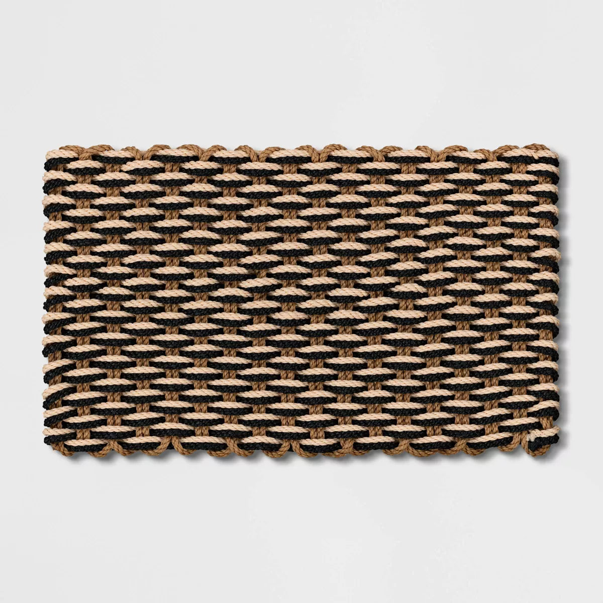 Rope Braided Basket Weave Doormat Black/Brown/Cream