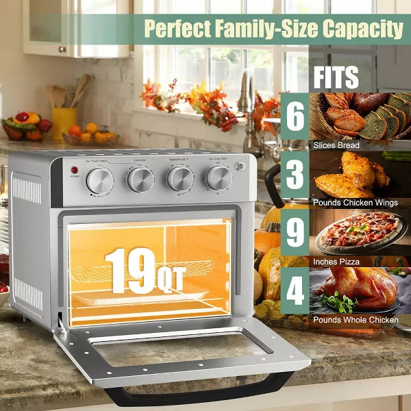 7-in-1 Air Fryer Toaster Oven Dehydrate Convection Ovens w/ 5 Accessories