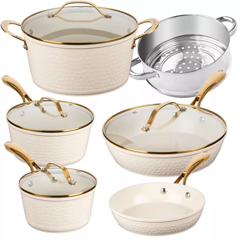Steel 10 Piece Hammered Nonstick Ceramic Cookware Set – Salvage & Co Indy