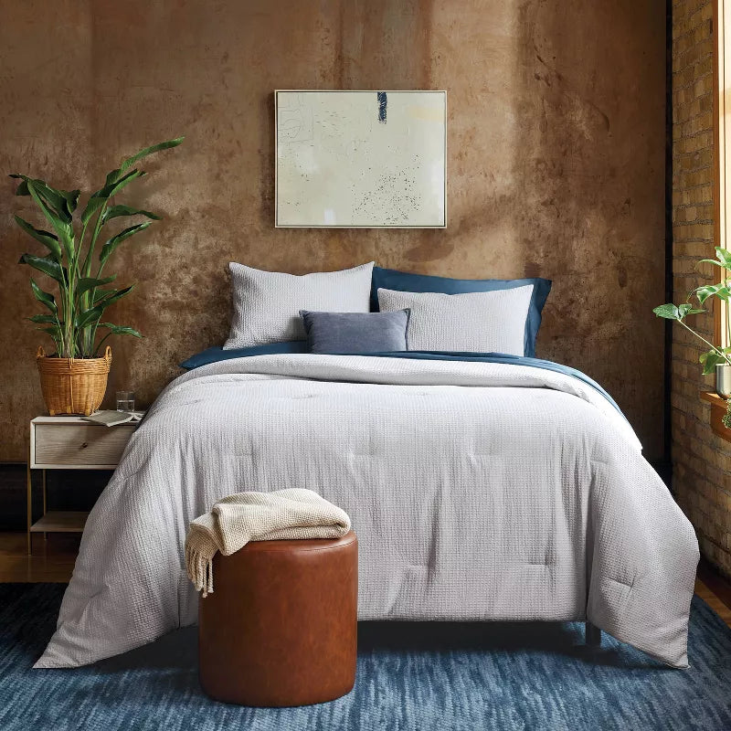 Washed Waffle Weave Comforter and Sham Set - Full/Queen