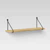 Wood Wall Shelf with Hanging Wire Matte Black