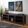 Transitional 6 Cubby Wood Open Storage Wood TV Stand