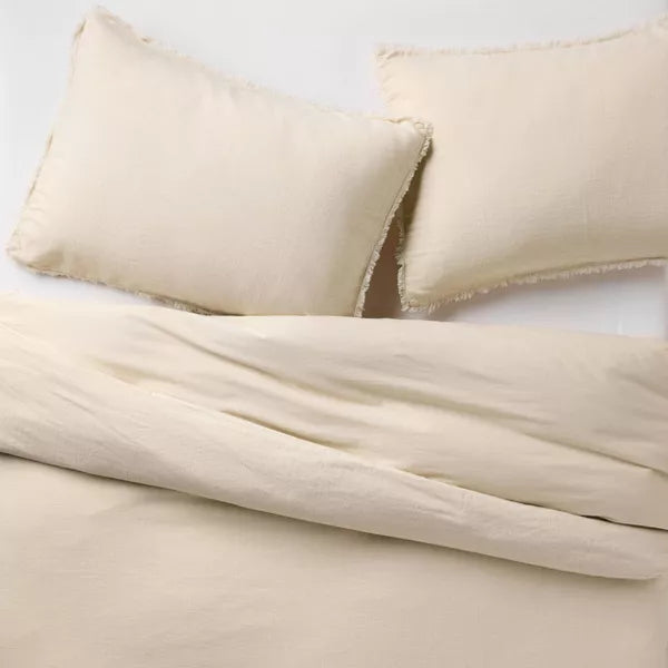 Heavyweight Linen Blend Duvet Cover & Pillow Sham Set - Full/Queen