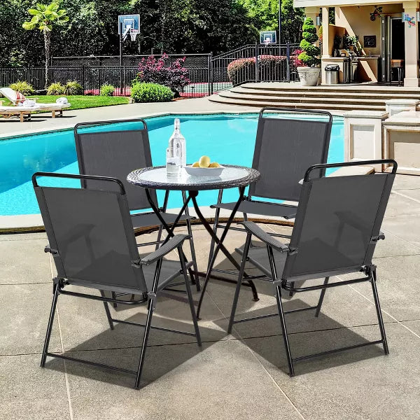 4PCS Outdoor Patio Folding Chair W/Armrest Portable Camping Lawn Garden