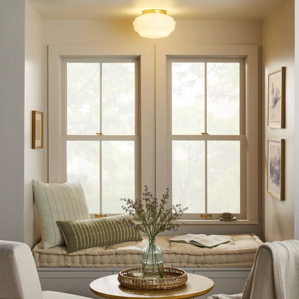 Milk Glass Flush Mount Celling Light