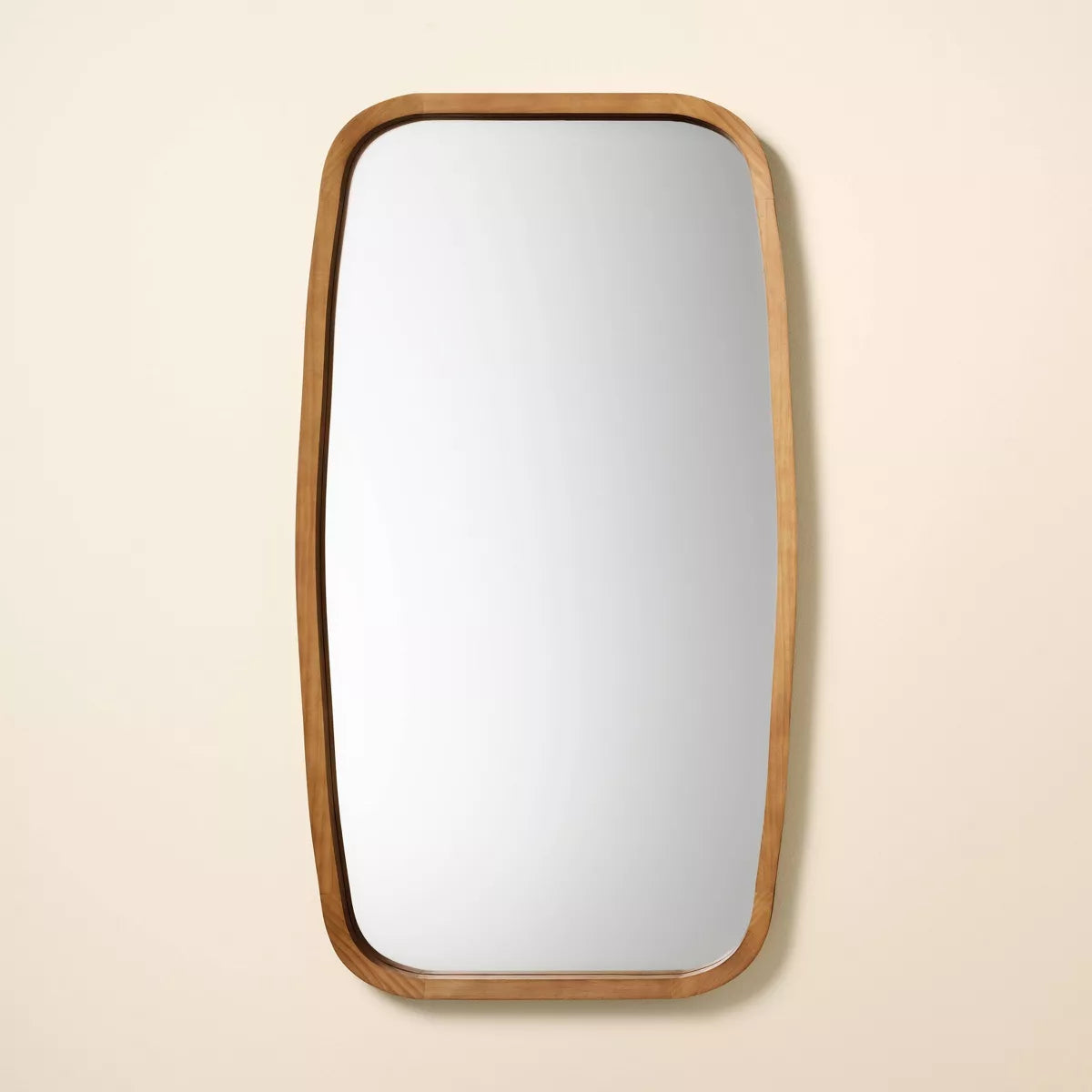 22"x40" Decorative Rounded Corner Wood Wall Mirror SHOWROOM ITEM