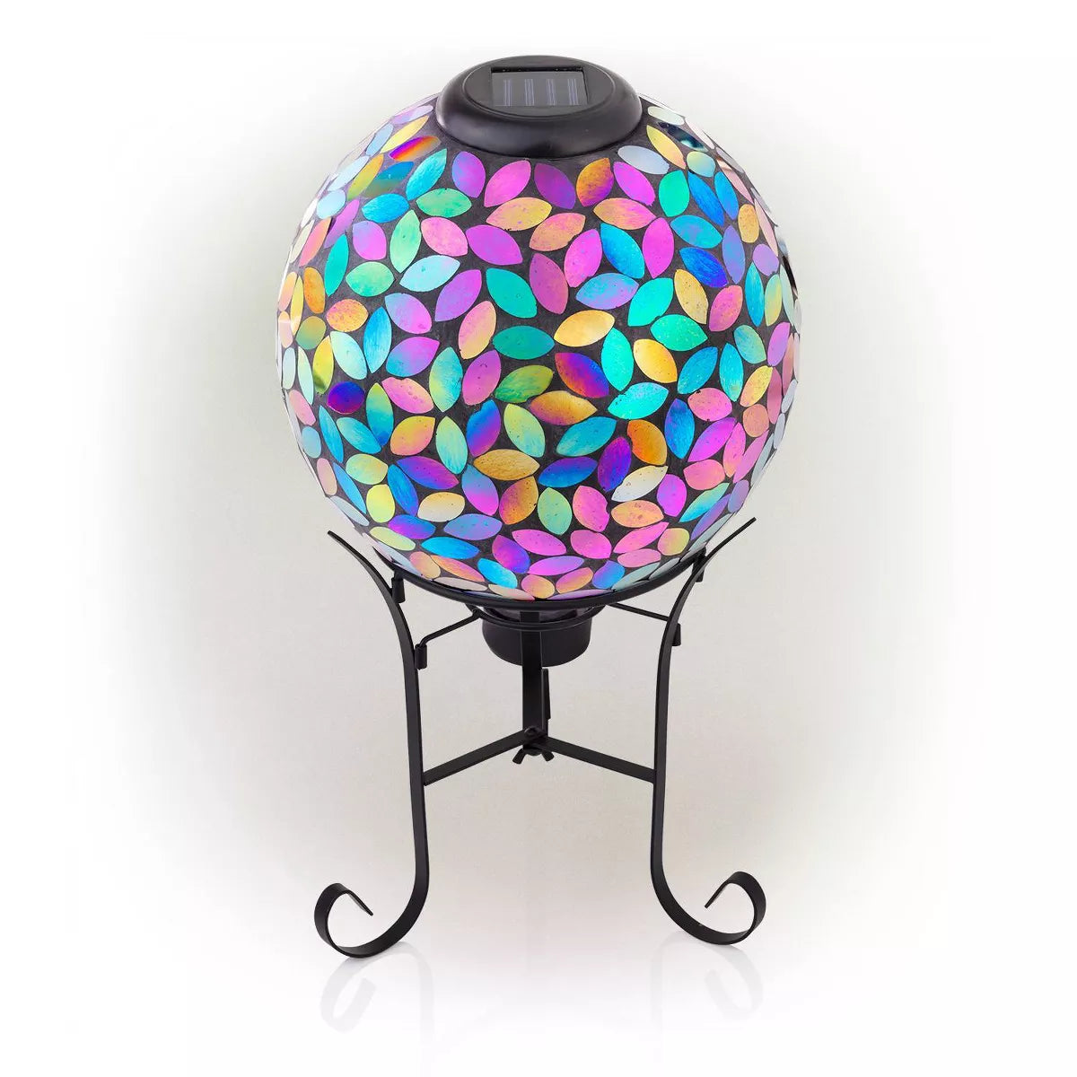 11" Solar Mosaic Iron/Glass Gazing Globe with Stand - Purple SHOWROOM ITEM