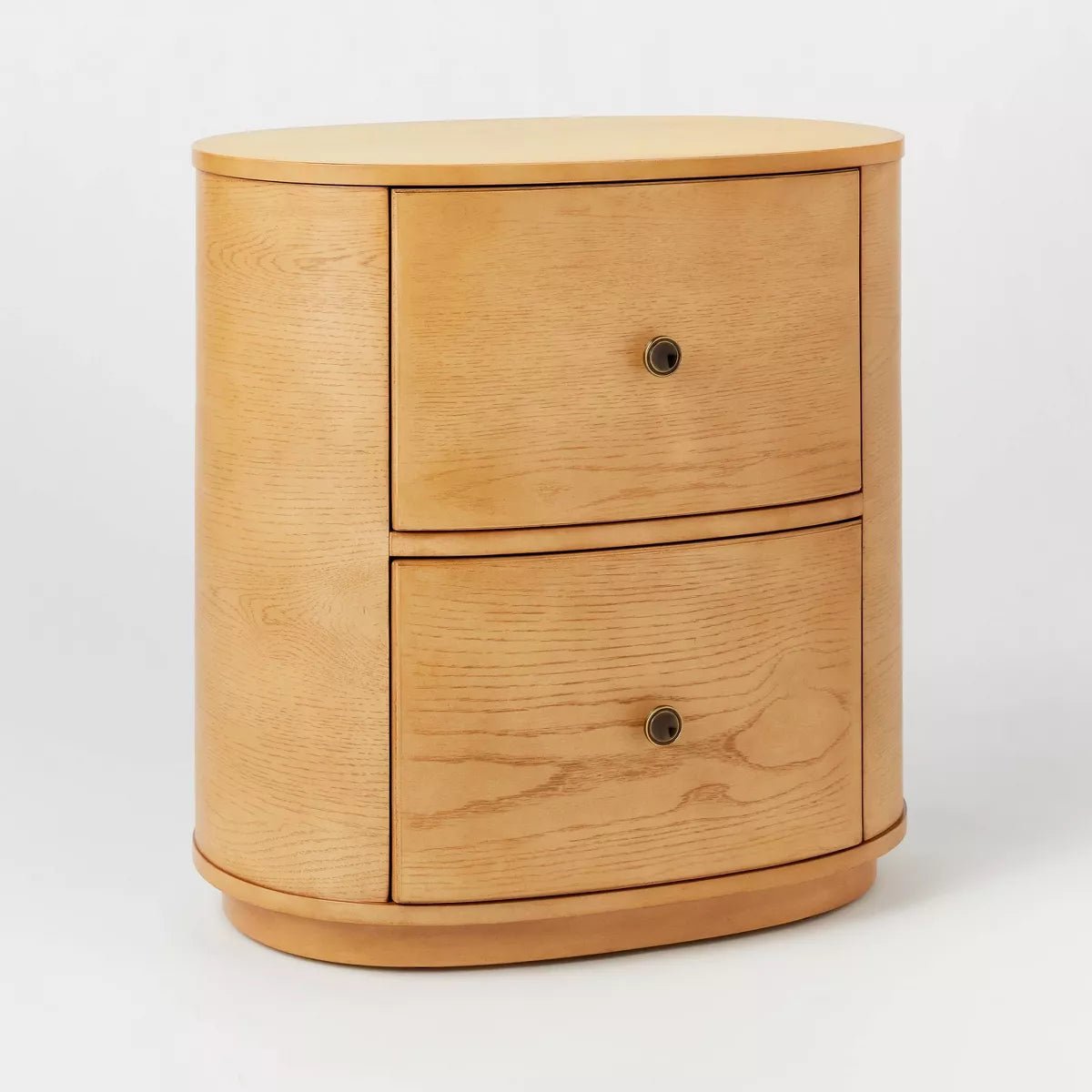 2 Drawer Oval Nightstand - Brown SHOWROOM ITEM