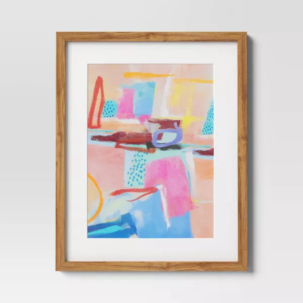 (Set of 2) Painterly Collage Framed Under Glass Wall Art Prints