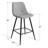 Bingo Upholstered Counter Height Stool with Black Leg (Set of 2) , Midbar Stool for Kitchen Island, Indoor Furniture