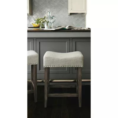 Rumford Saddle Counter Height Barstool with Wood Leg