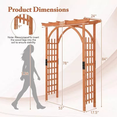 Premium Outdoor Wooden Fir Arbor Arch Pergola Trellis Wood Garden Yard Lattice