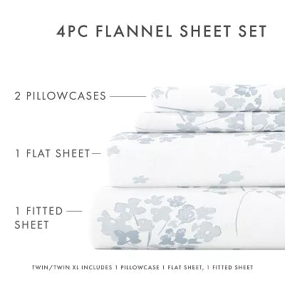 100% Cotton Flannel Sheet Set Super Soft, Easy Care