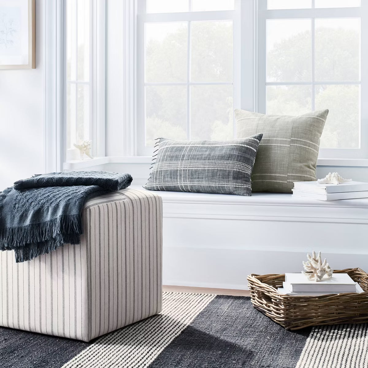 Lynwood Square Upholstered Cube Ottoman - Threshold™ designed with Studio McGee - SHOWROOM ITEM 