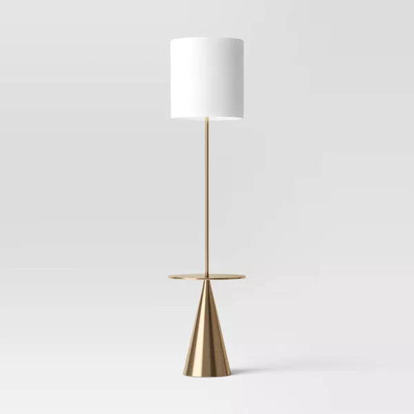 67.75"x17" Modern Floor Lamp with Table - Brass SHOWROOM ITEM