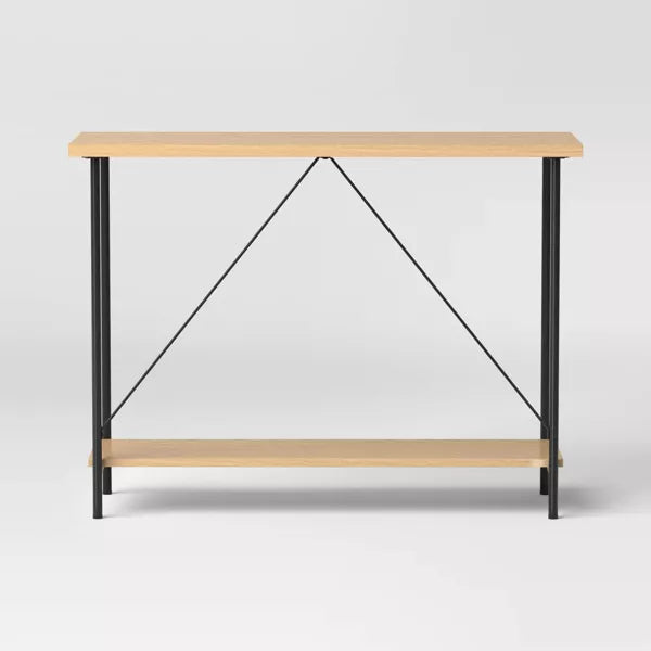 Wood and Metal Console Table Natural