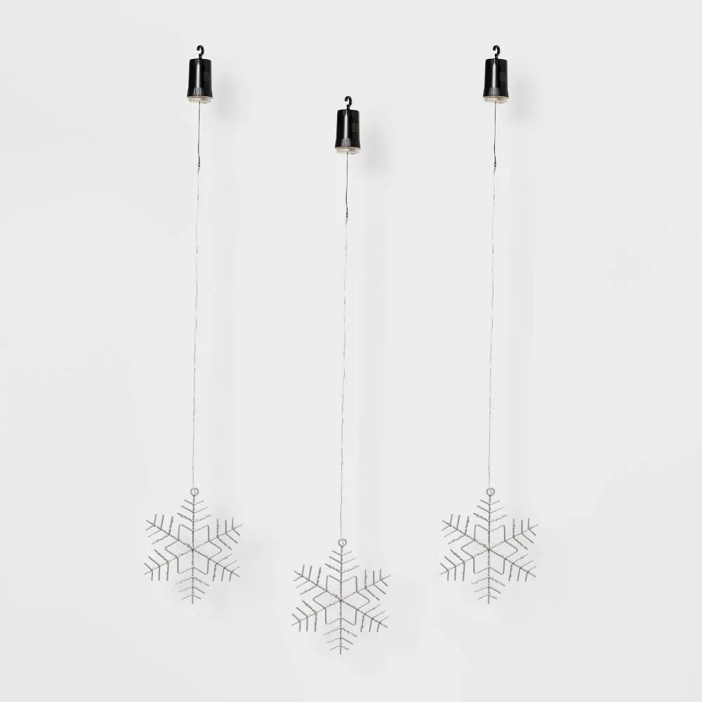 3pk Battery Operated LED Hanging Metal Snowflake Christmas Lights, final cut