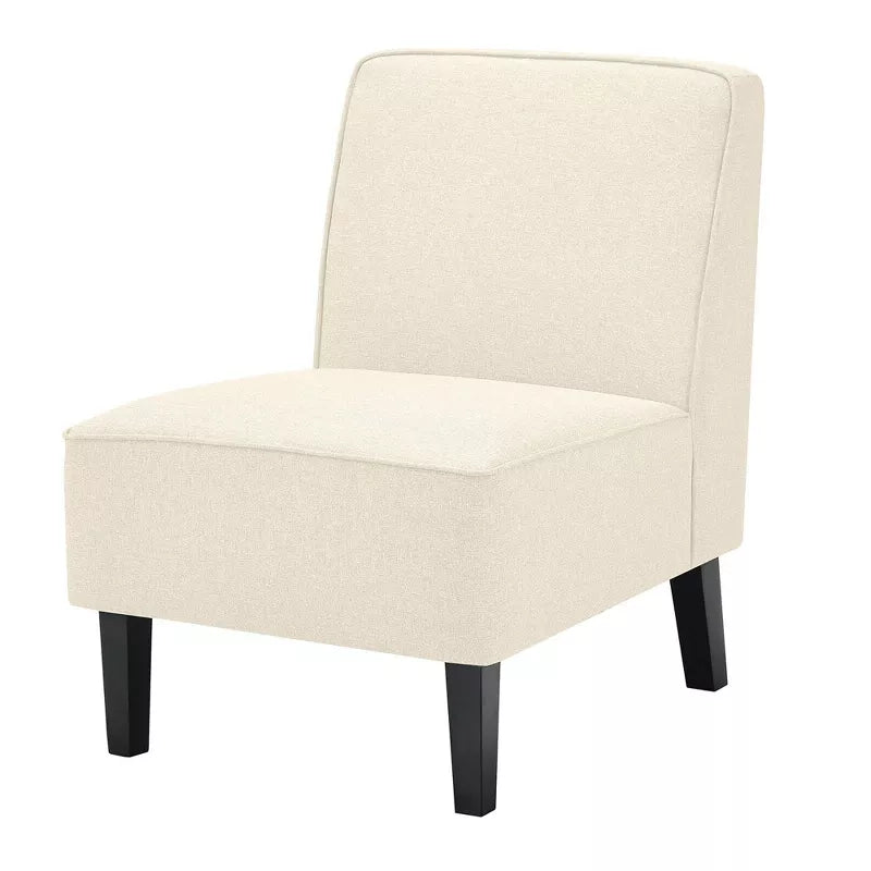 Modern Armless Accent Chair Fabric Single Sofa w/ Rubber Wood Legs Bei ...