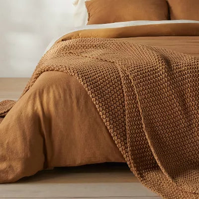 Chunky Knit Bed Blanket - King