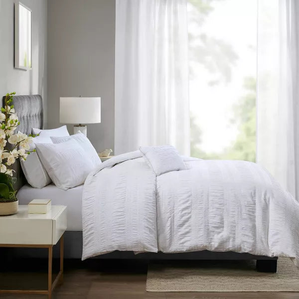 4pc Amari Cotton Seersucker Duvet Cover Set - Full/Queen
