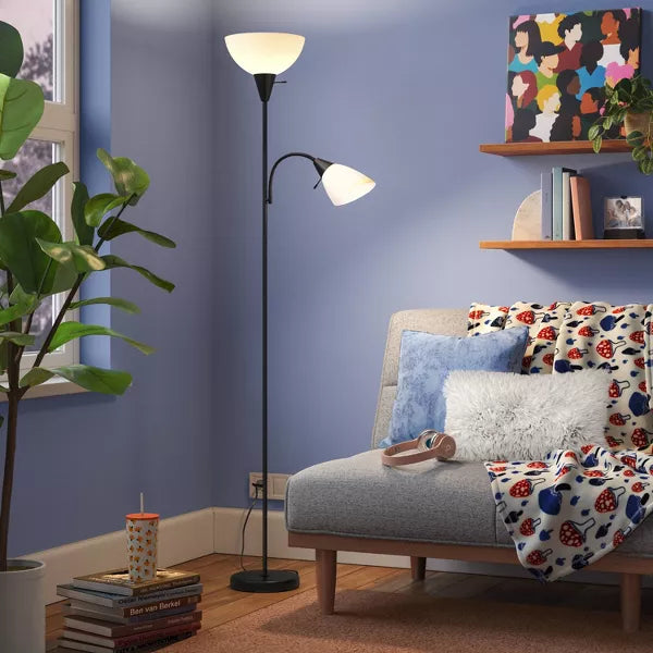 Torchiere with Task Light Floor Lamp