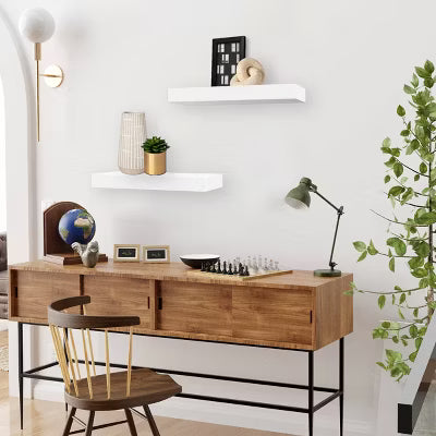 Set of 2  Wood Ledge Wall Shelf