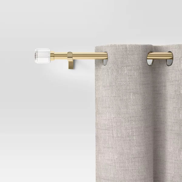 Clear Ribbed Curtain Rod Brass