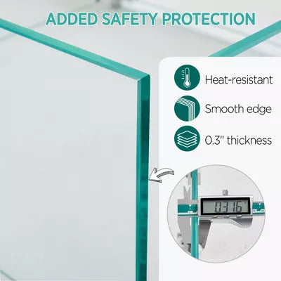 Wind Guard Fence Square Tempered Glass Shield for Outdoor Fire Pit Table