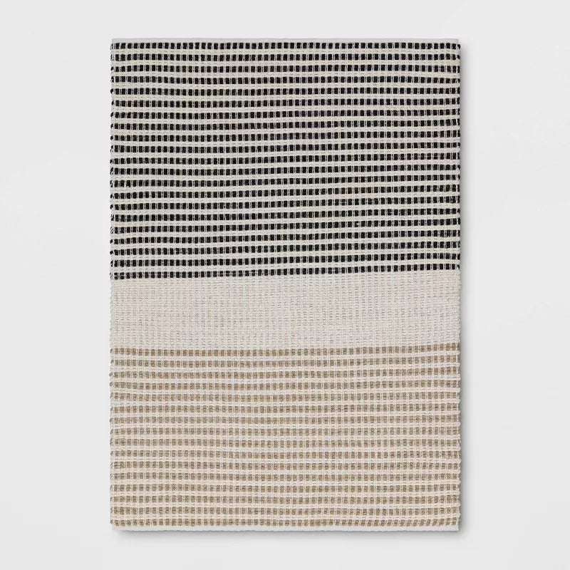 Color Block Braided Outdoor Area Rug Ivory - 5'x7'