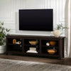 Transitional 6 Cubby Wood Open Storage Wood TV Stand