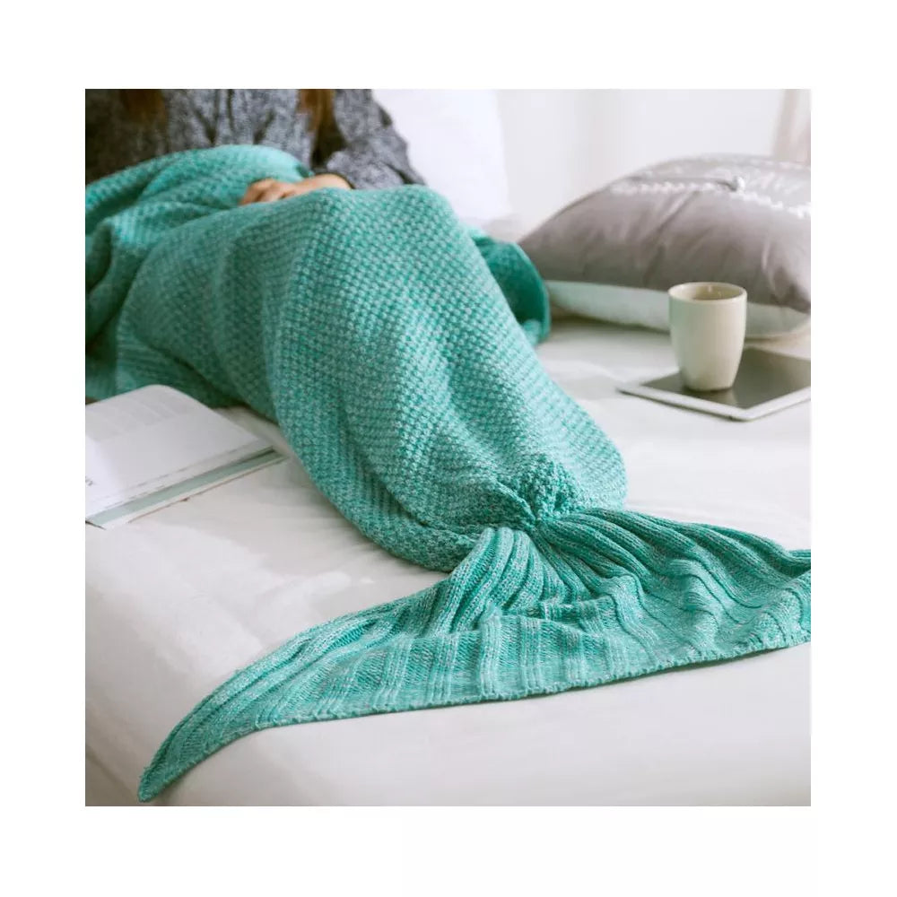Mermaid Tail Blanket - Mermaid Pattern Knitted Throw for Adults and Kids