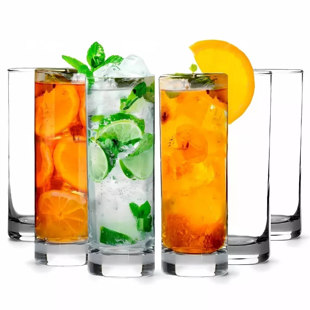 Tom Collins Highball Drinking Glasses Set of 6
