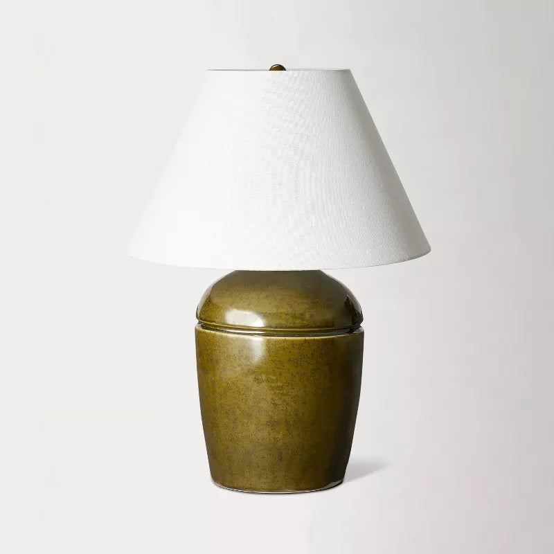 Medium High Gloss Ceramic Table Lamp Green