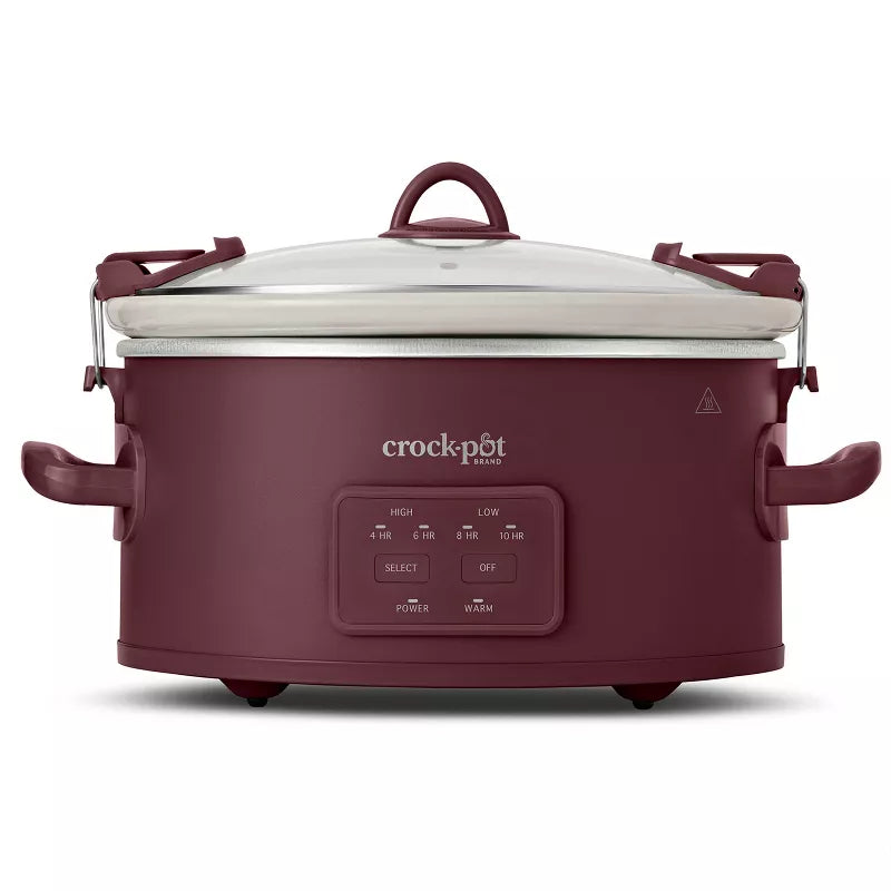 Cook & Carry Programmable Slow Cooker Ceramic Lambrusco Red: 3 Settings, Dishwasher-Safe Parts