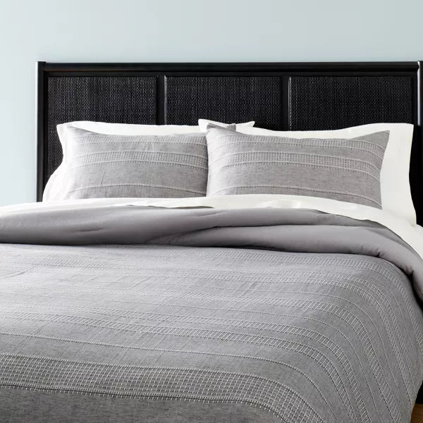 3pc Pickstich Stripe Comforter Bedding Set - Full/Queen