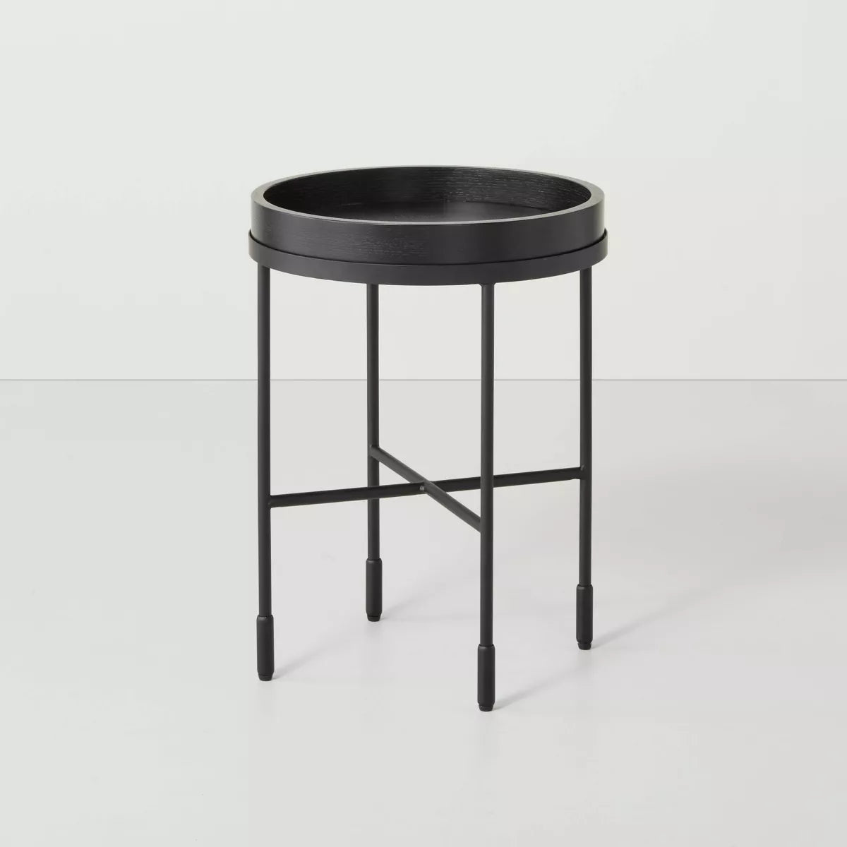 Wood & Metal Accent Side Table - Black