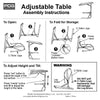 Adjustable Height Folding Tray Table Black