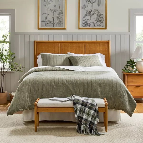 3pc Washed Loop Stripe Duvet Cover Bedding Set - Full/Queen