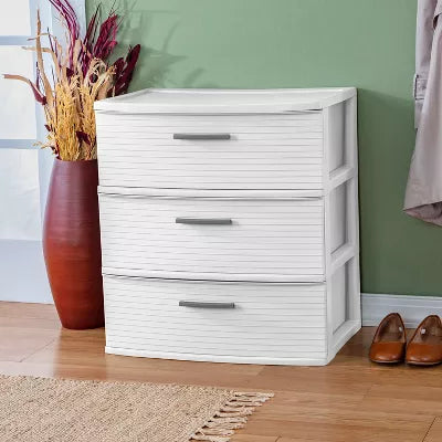 3 Drawer Wide Tower White