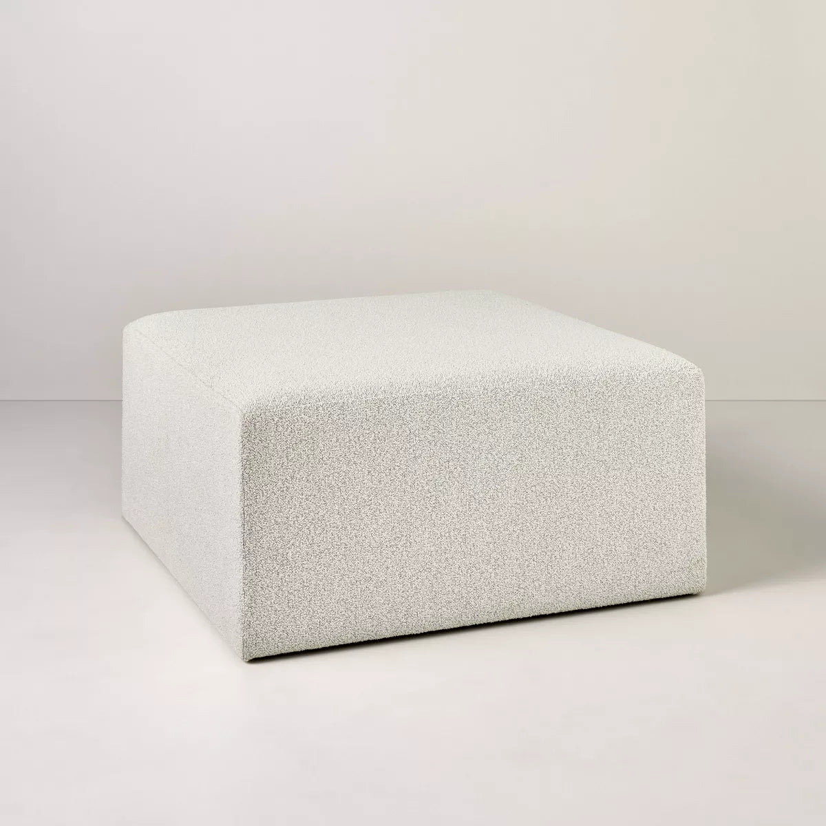 Boucle Upholstered Square Cocktail Ottoman SHOWROOM ITEM