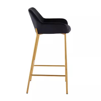 Set of 2 Daniella Metal/Velvet Barstools