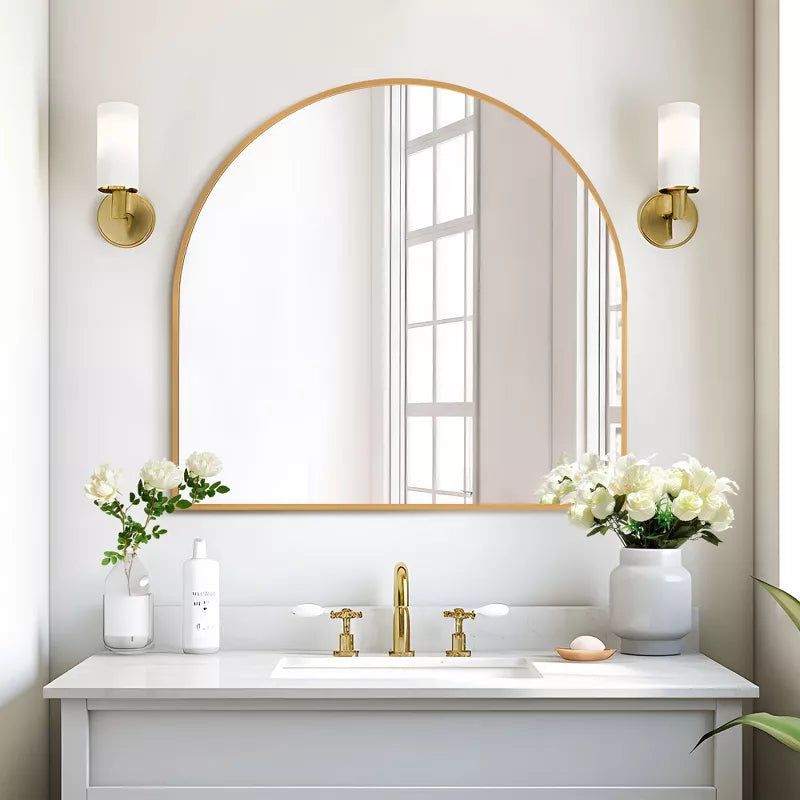 Arched Metal Framed Wall Mirror Bathroom Vanity Mirror