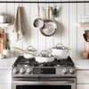 Classic 8pc Stainless Steel Cookware Set with Brushed Gold Handles Matte White: Induction & Oven Safe Pans