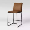 Upholstered Counter Height Barstool with Metal Frame Camel Faux Leather