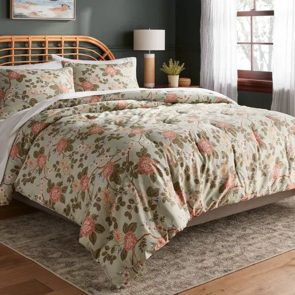 Floral Print Comforter and Sham Set Full/Queen
